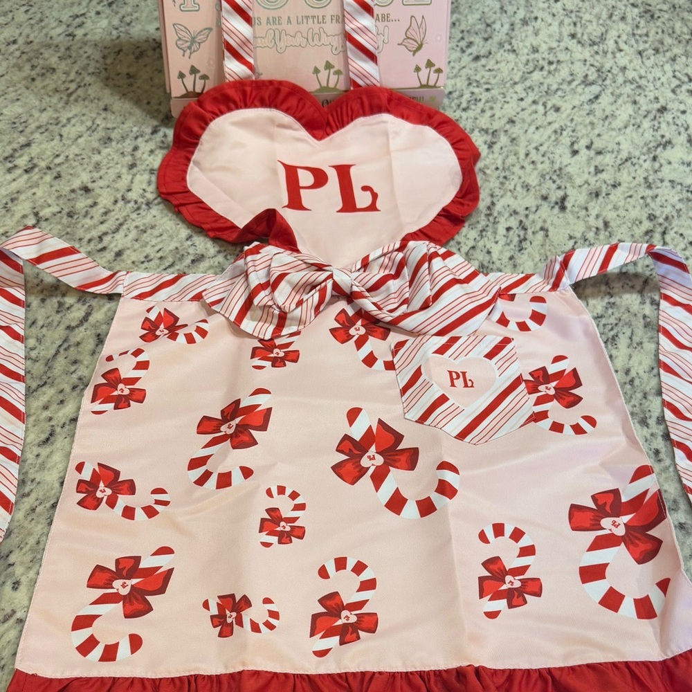 P. LOUISE Red and Pink Candy Cane LIMITED EDITION APRON